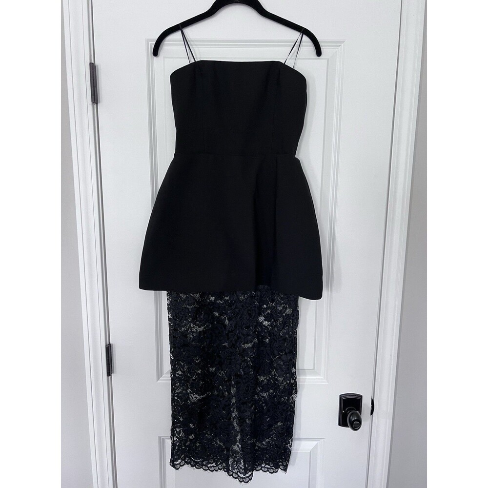 NWT Amanda Uprichard Jada Strapless Lace Midi Dress Black Size Small - Picture 5 of 10